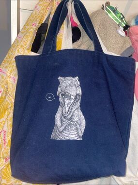 Black Dinosaur Tote Bag - Canvas Reptile Print